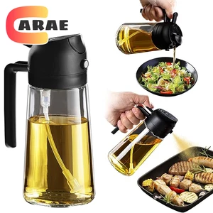 500mL Oil Empty Bottle 2in1 Sprayer & Pourer Plastic Oil Container Kitchen Cooking Oil Dispenser Vaporizer Cruet for Camping BBQ 12 best sales plastic pourer - №12