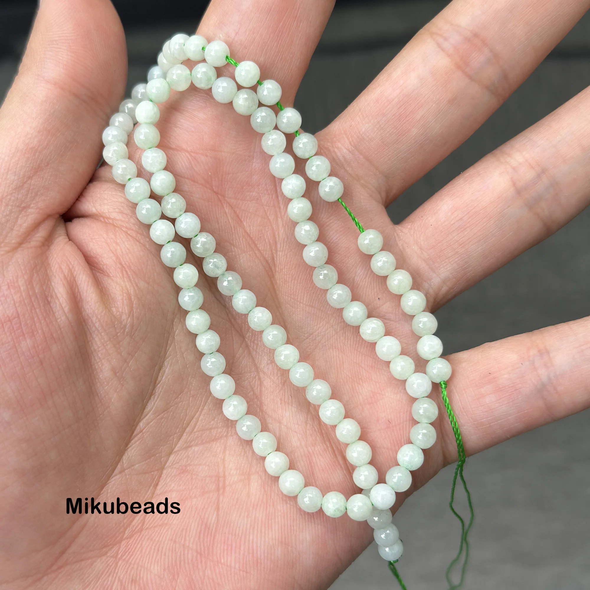 الجملة الطبيعية AA + 4 مللي متر بورما اليشم السلس جولة فضفاض الخرز لصنع المجوهرات قلادة سوار ذاتي الصنع 38 سنتيمتر #5