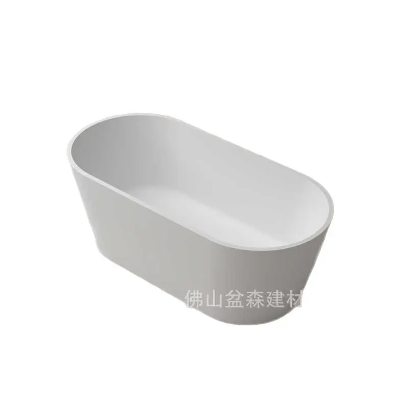 Fomex AuraOval Matte PMMA Artificial Stone Bathtub Freestanding Soaking Tub For Small Apartment Bathroom Compact Design