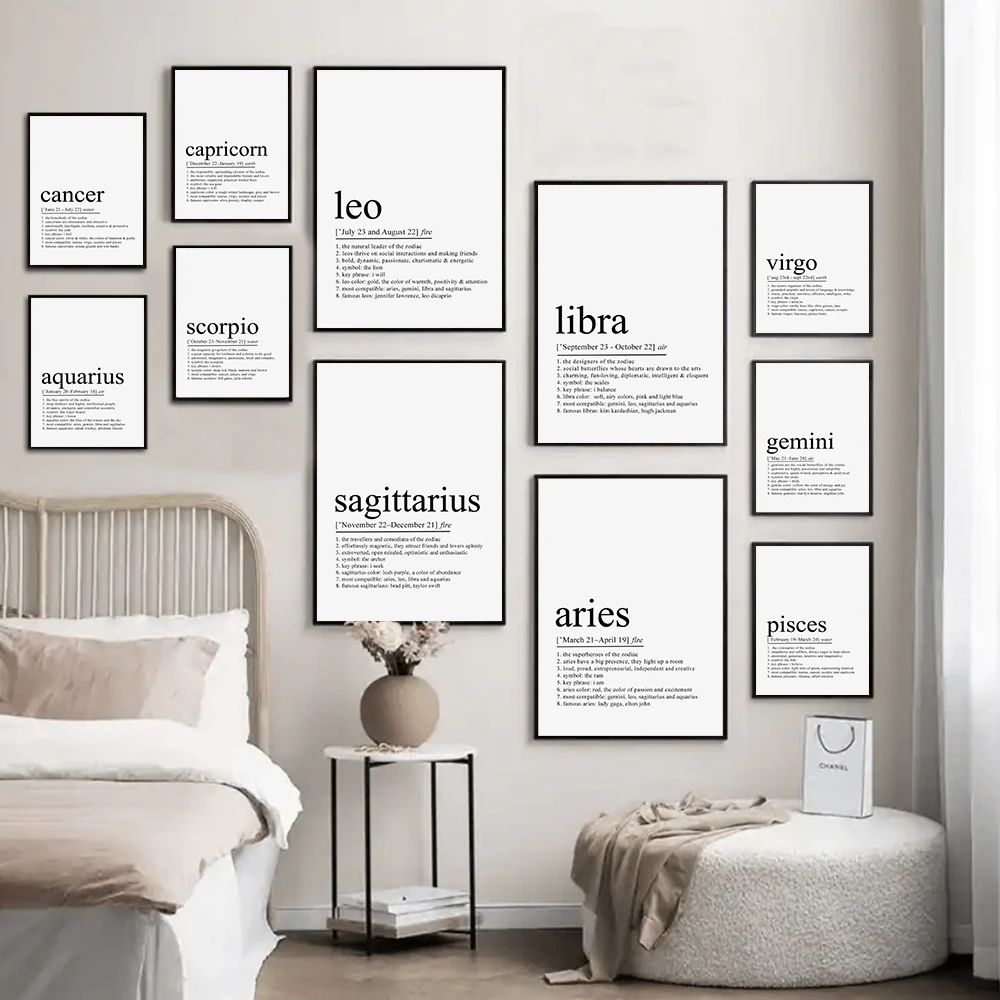 برج الحمل زودياك طباعة زودياك تعريف الأبراج يقتبس الملصقات يطبع قماش اللوحة جدار الفن صور غرفة المعيشة ديكور المنزل #1