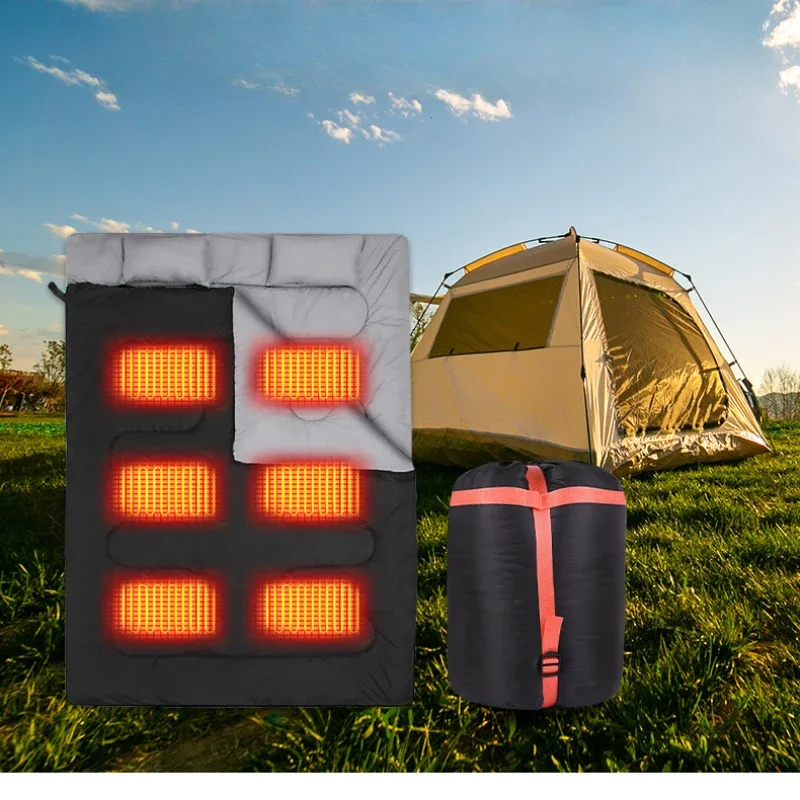 

Outdoor Usb Convenient Electric Blanket, Electric Heated Sleeping Bag for Two, Camping Wider Version Heated Sleeping Bag