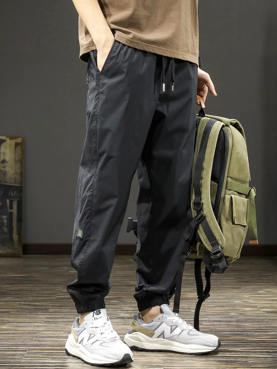 

Trendy Casual Pants Loose Fit Spring Autumn Men's Qui Dry Sports Long Trousers Harlan Workwear Sweatpants Elastic Waist