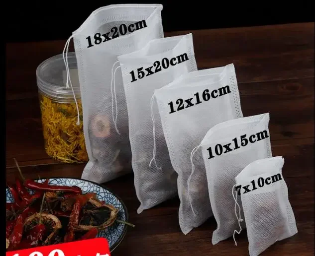 

100pcs Large non-woven fabric disposable drawstring non-woven filter bag, powder bag DIY vanilla loose tea non-woven bag Net bag
