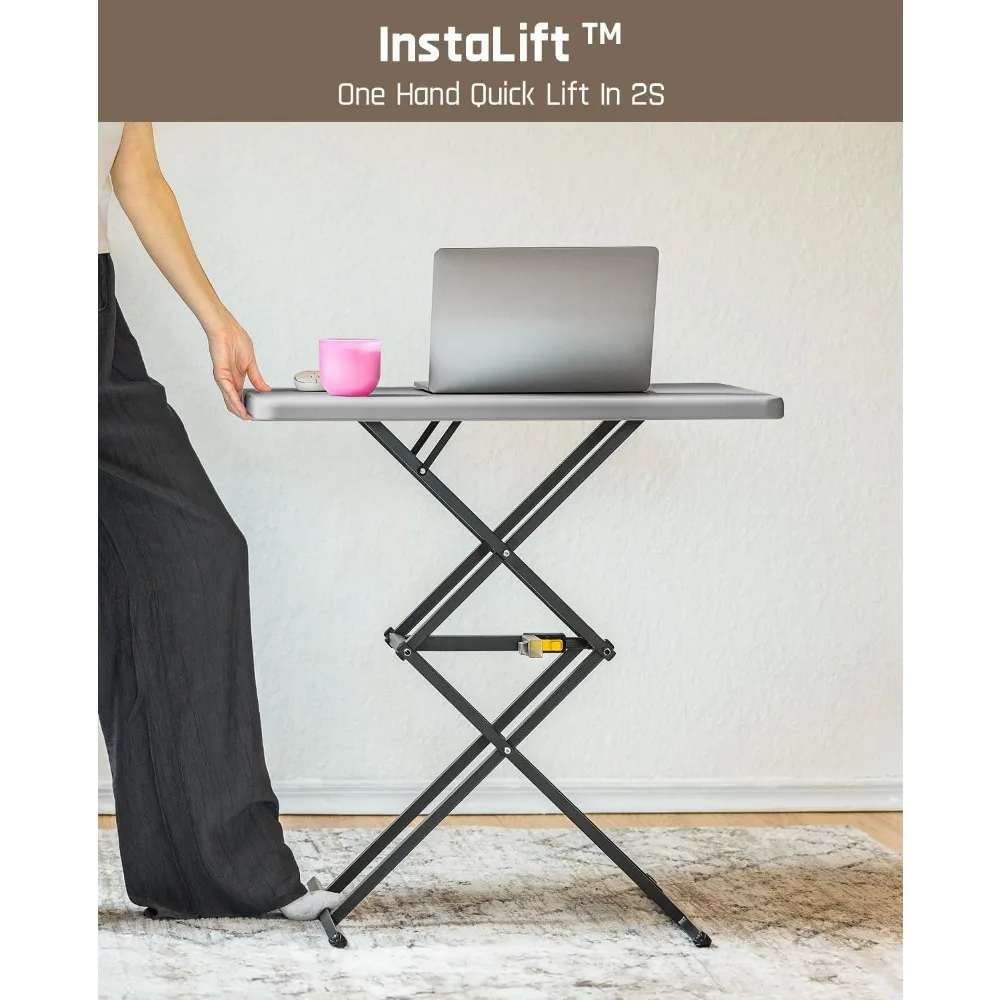 طاولة قابلة للطي محمولة 28 بوصة، تعديل الارتفاع بيد واحدة، 3 مستويات، لا يتطلب تجميع، متعددة الوظائف للاستخدام الشخصي، #3