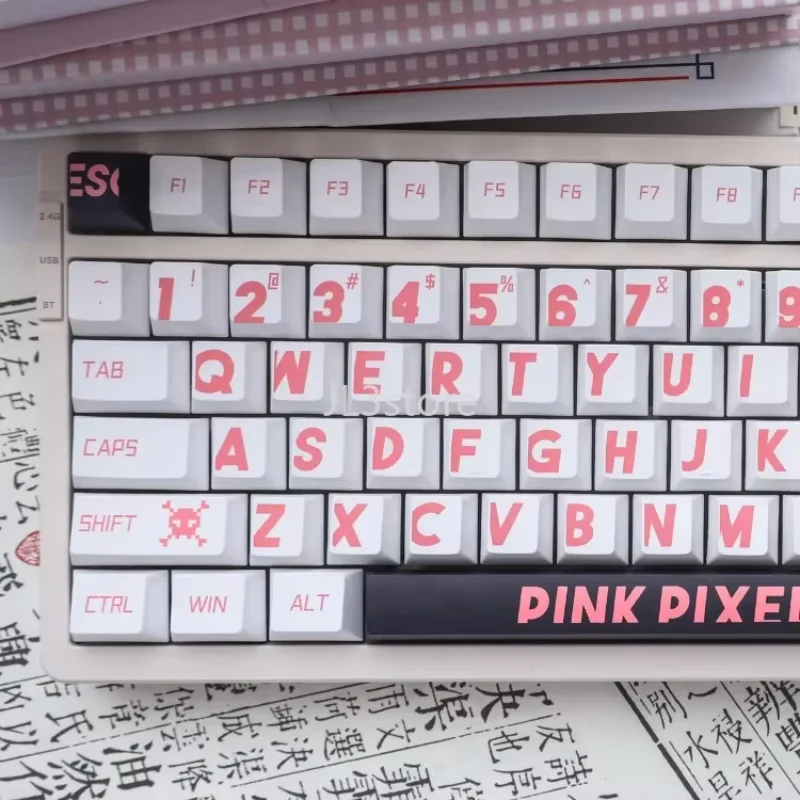 

Pink large character keyboard keycap personalized original vgn Ning Langzhi spider atk68 75 98 99 104 keyboard cap