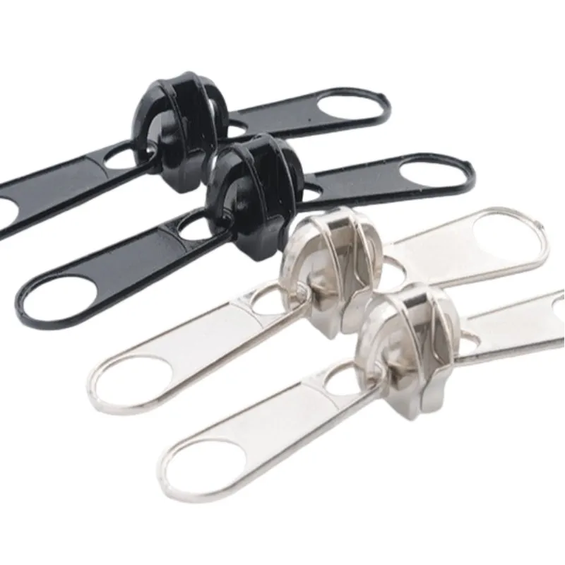 2 pieces No.5 no.8 Non lock zip slider Double pull tab black  Thick double-sided large no.10 zipper head
