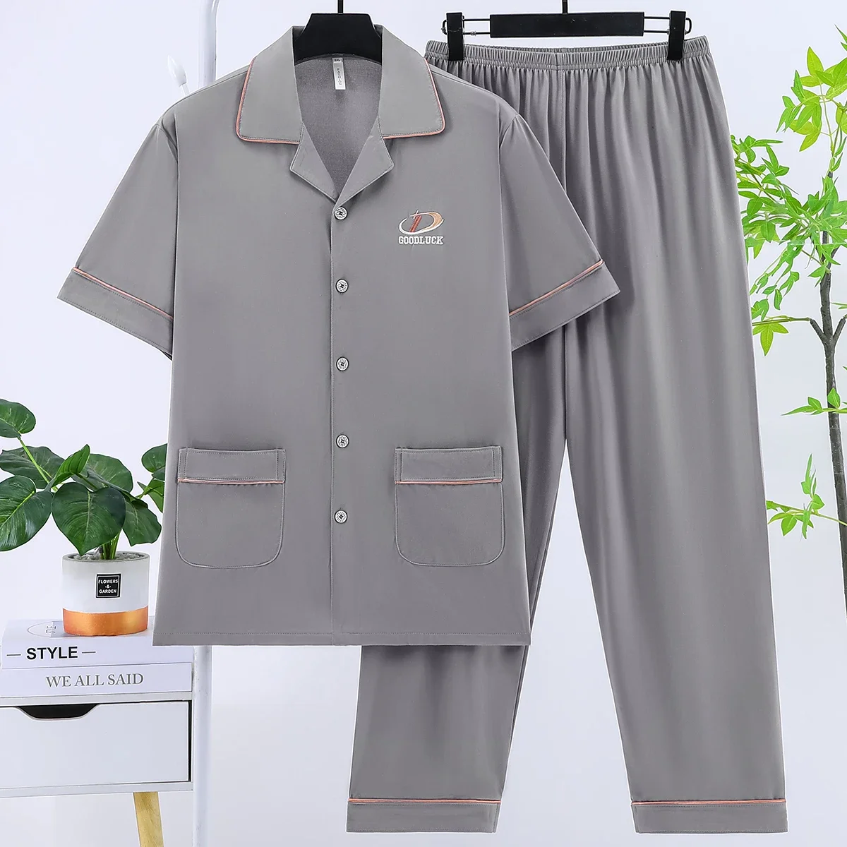 Men's Ins‑Style Minimalist 3‑Piece Pajama Set, Comfortable Short‑Sleeve Summer Loungewear, Versatile Fashion Casual Home Outfit