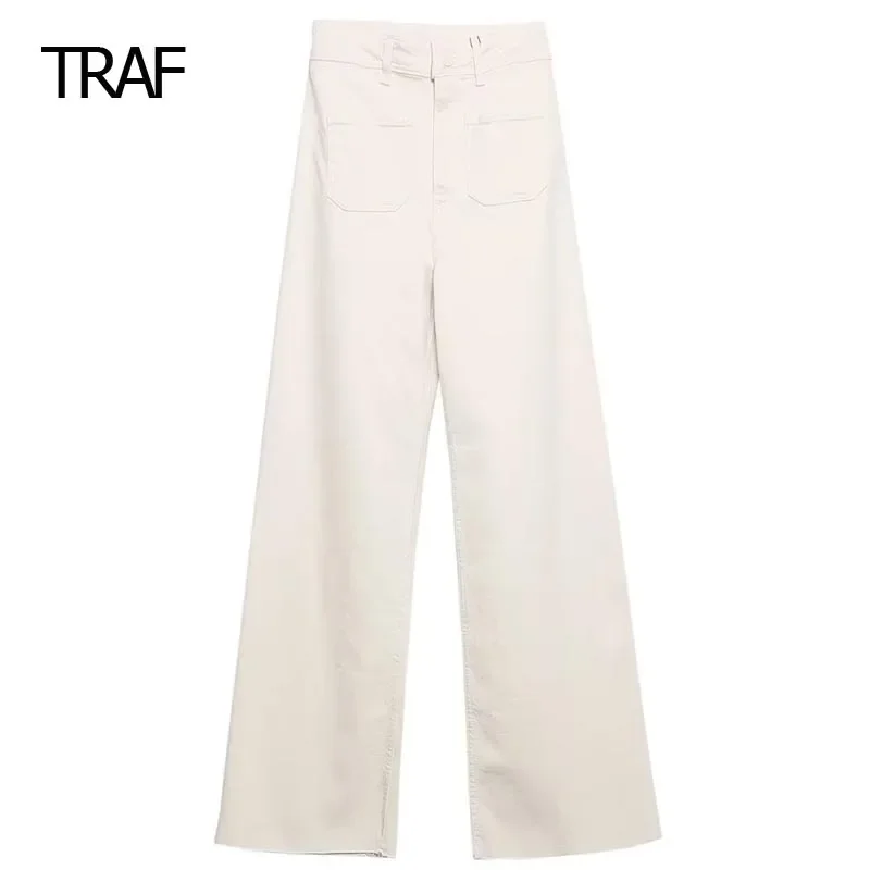 

TRAF Women's Pants Spring Summer 2024 Baggy Cargo Pants Mid Waist Aesthetic Pants Korean Style Trousers Chic And Elegant Pants