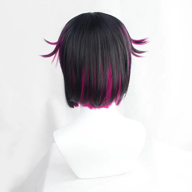 วิกคอสเพลย์ลิลเลีย แวนรูจ สีดำม่วงผสม วิกผมสั้นทนความร้อนสำหรับงานปาร์ตี้ฮาโลวีน วิกผมอนิเมะ + หมวกวิก