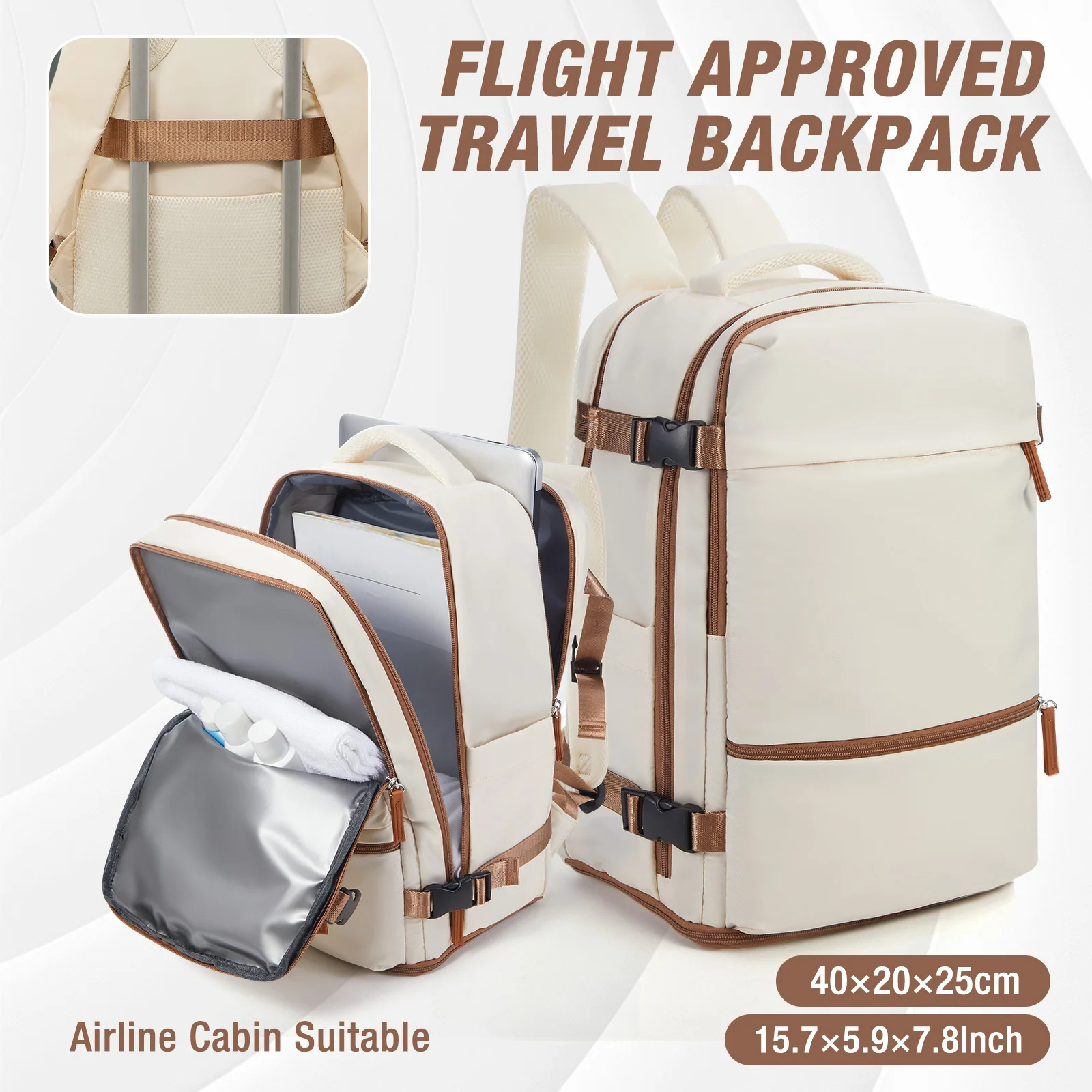 Ryanair Rucksack 40x20x25 Kabinentasche Handgepäcktasche Laptop-Rucksack für Damen/Herren Flugreise-Koffer Anti-Diebstahl-Rucksack