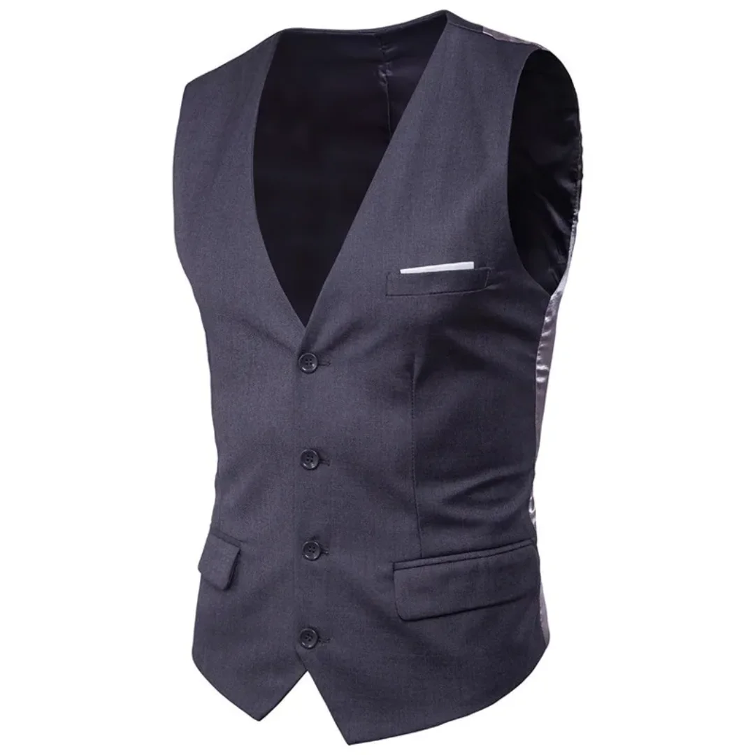 Men Vest  Fashion Slim Fit Sleeveless Wedding Waistcoats Solid Business Leisure Casual Dress Suit Vests