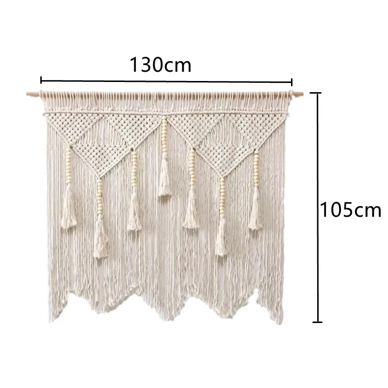 Bohemian Style Handmade Woven Wall Hanging Vintage Design 100% Cotton Thread Home Decor Room Divider for Living Room