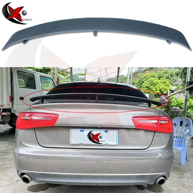 For 2012-2018 Audi A6 C7 FRP Gloss Black Spoilers Wings Rear Boot Spoiler Automobiles Parts Exterior Aerodynamic Tuning