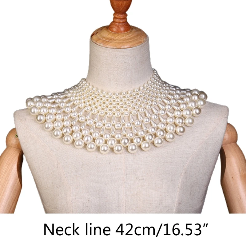 Robe mariée collier déclaration en forme d'éventail perle perlée bavoir collier ras du cou châle livraison directe