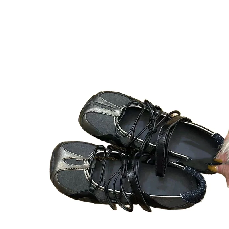 

Женская спортивная обувь на плоской подошве, кроссовки, летние лоферы, женские сандалии, новинка 2025, дизайнерские балетки на шнуровке для бега, Zapatillas Mujer