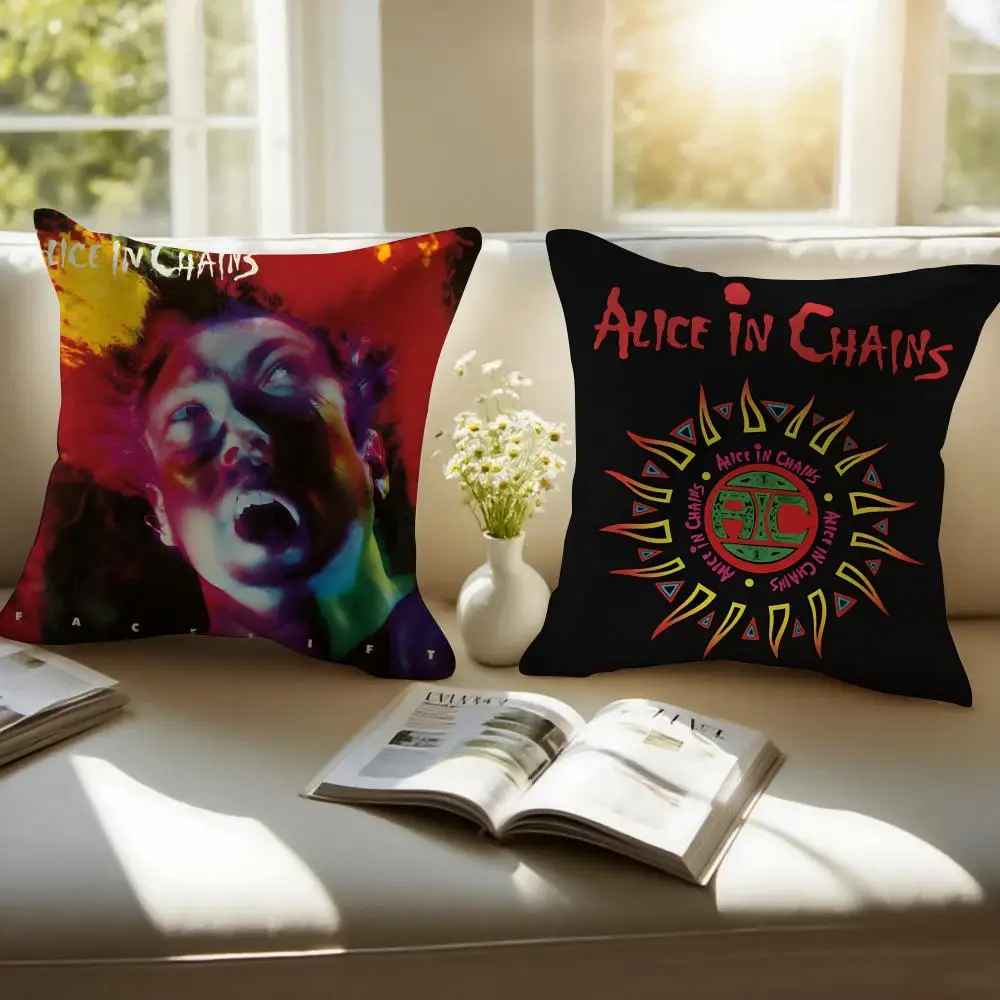 Classic Band Alice in Chains Cushion Cover Pillowcase Anti-dustmite Invisible Zipper Short Plush Sofa Cushion