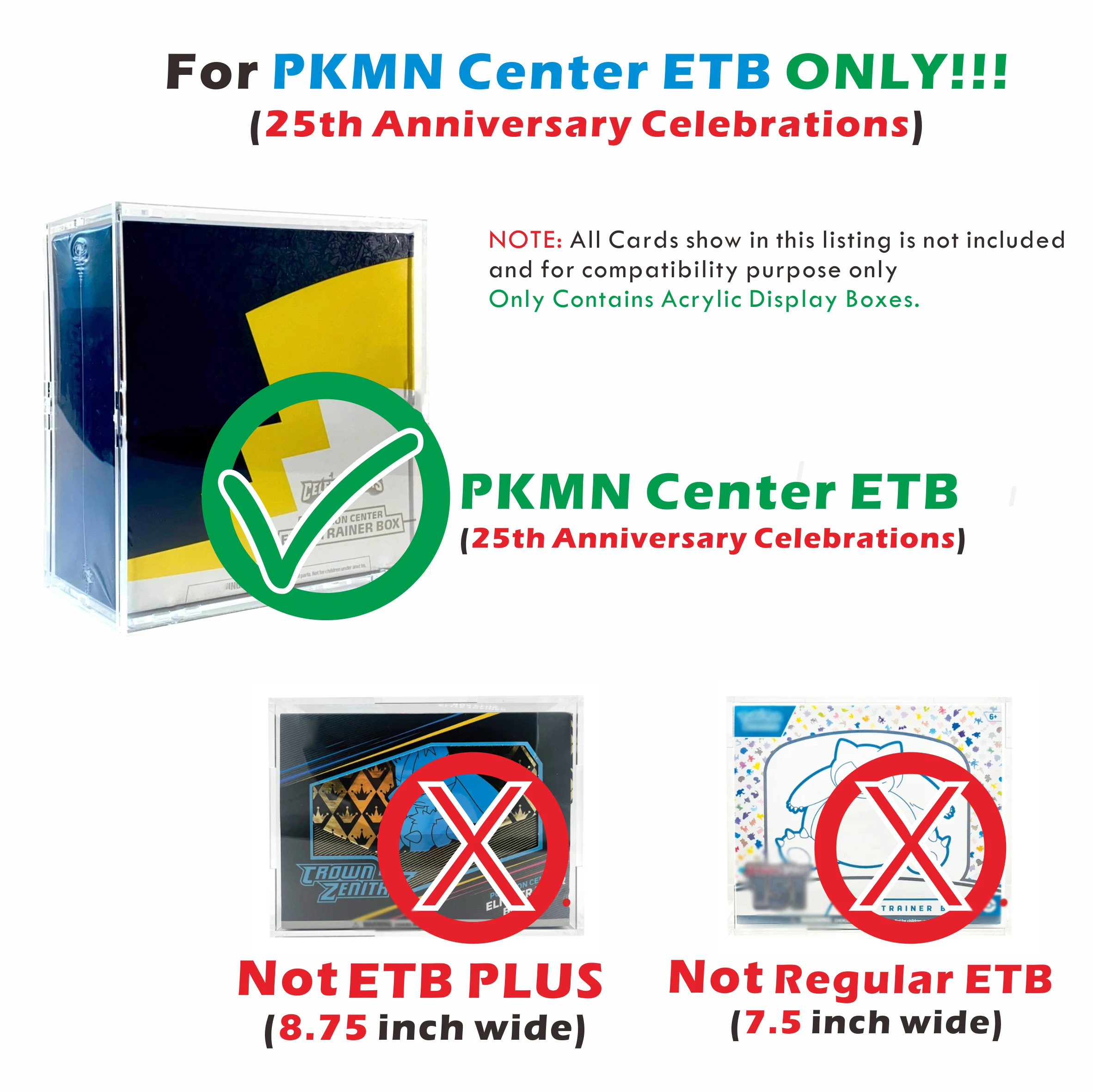 حافظة عرض مغناطيسية من الأكريليك لمركز PKMN ETB (احتفالات الذكرى السنوية الخامسة والعشرون) فقط