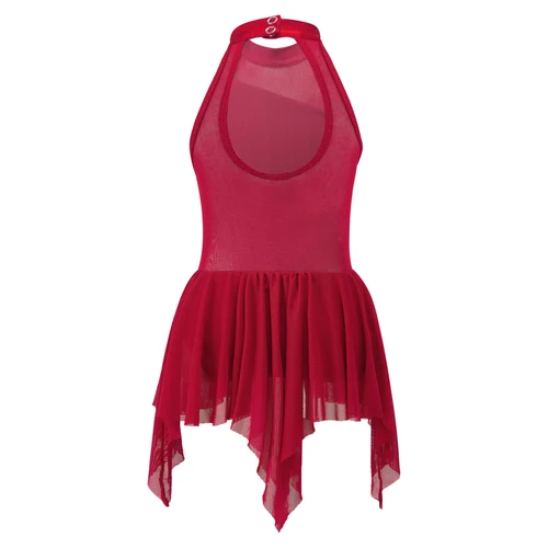 Imagen 2 del producto Vestido de baile de Ballet con lentejuelas para niñas, bailarina, tutú Irregular, leotardo Gimnástico, patinaje artístico lírico, disfraces de baile, Ropa de baile