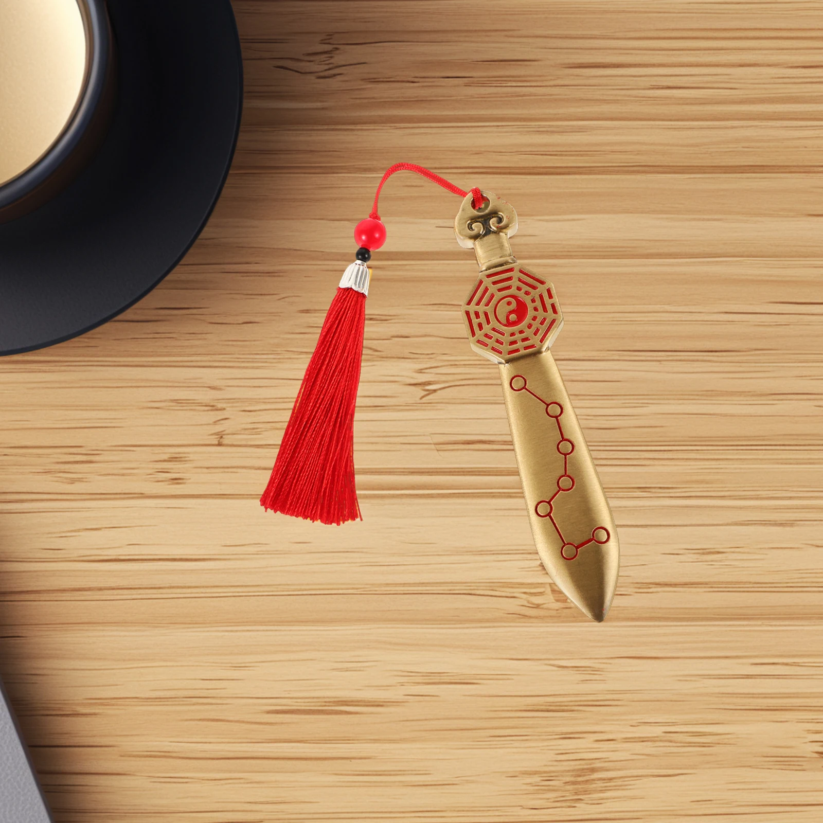 

Brass Sword Ornament Chinese Retro Decorative Pendant Amulet Tassel Desktop Home Office Decor Charm Sword