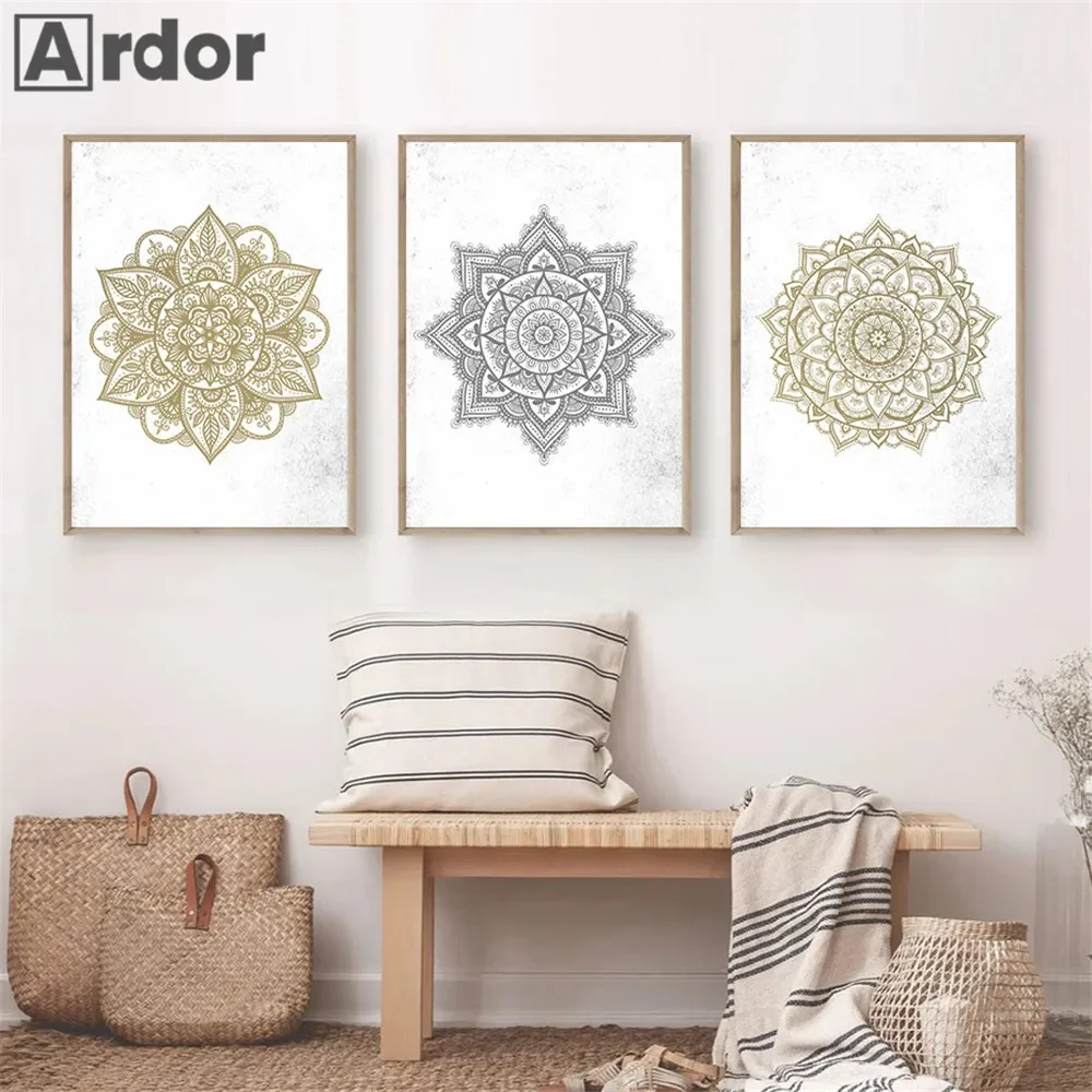 

Boho Poster Floral Mandala Canvas Print Yoga Posters Painting Bohemia Wall Art Print Pictures Living Room Interior Home Decor