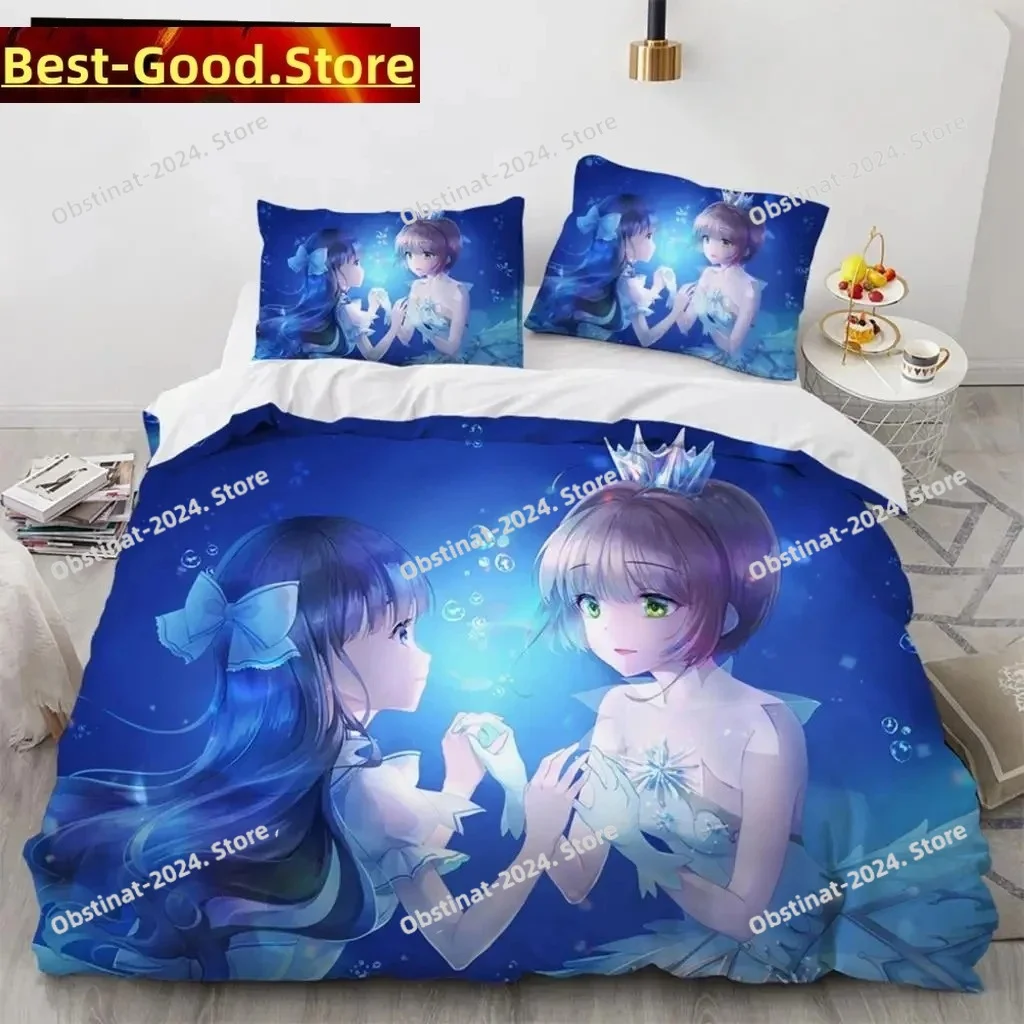 Anime Cardcaptor Sakura Bedding Set Printed Bed Set Duvet Cover Sheet Pillowcase Bed Soft Quilt Cover Full Queen King Size