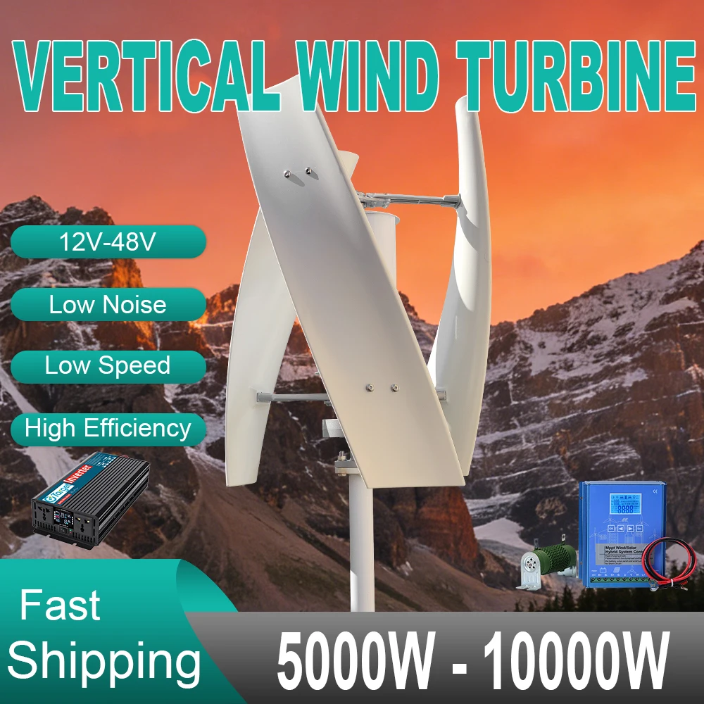 Poland Warehouse Wind Turbine 3 Blades 10000W 5000W 8000W 12V 24V 48V Controller Low Start-Up Wind Speed Residential Generator