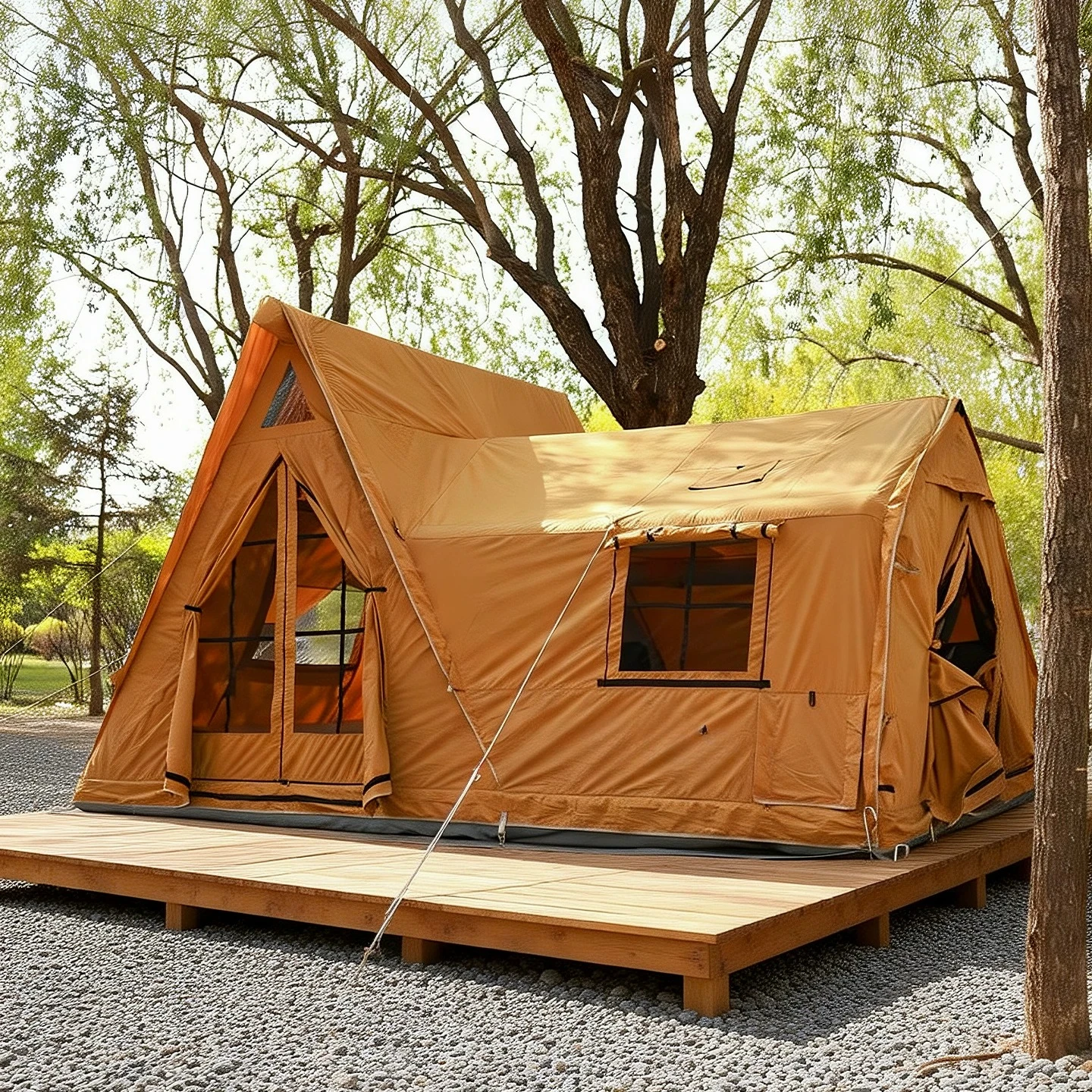 Technology cotton Yunye inflatable tent outdoor camping triangle shape windproof and rainproof camping equipment