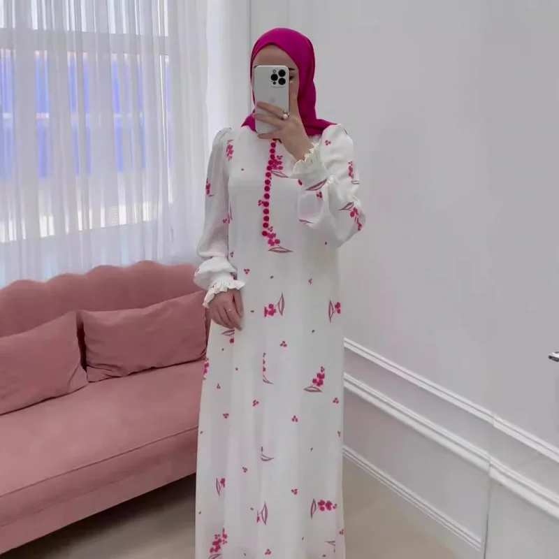 

Muslim Spring Gentle Style Fresh Floral Design Long Dress