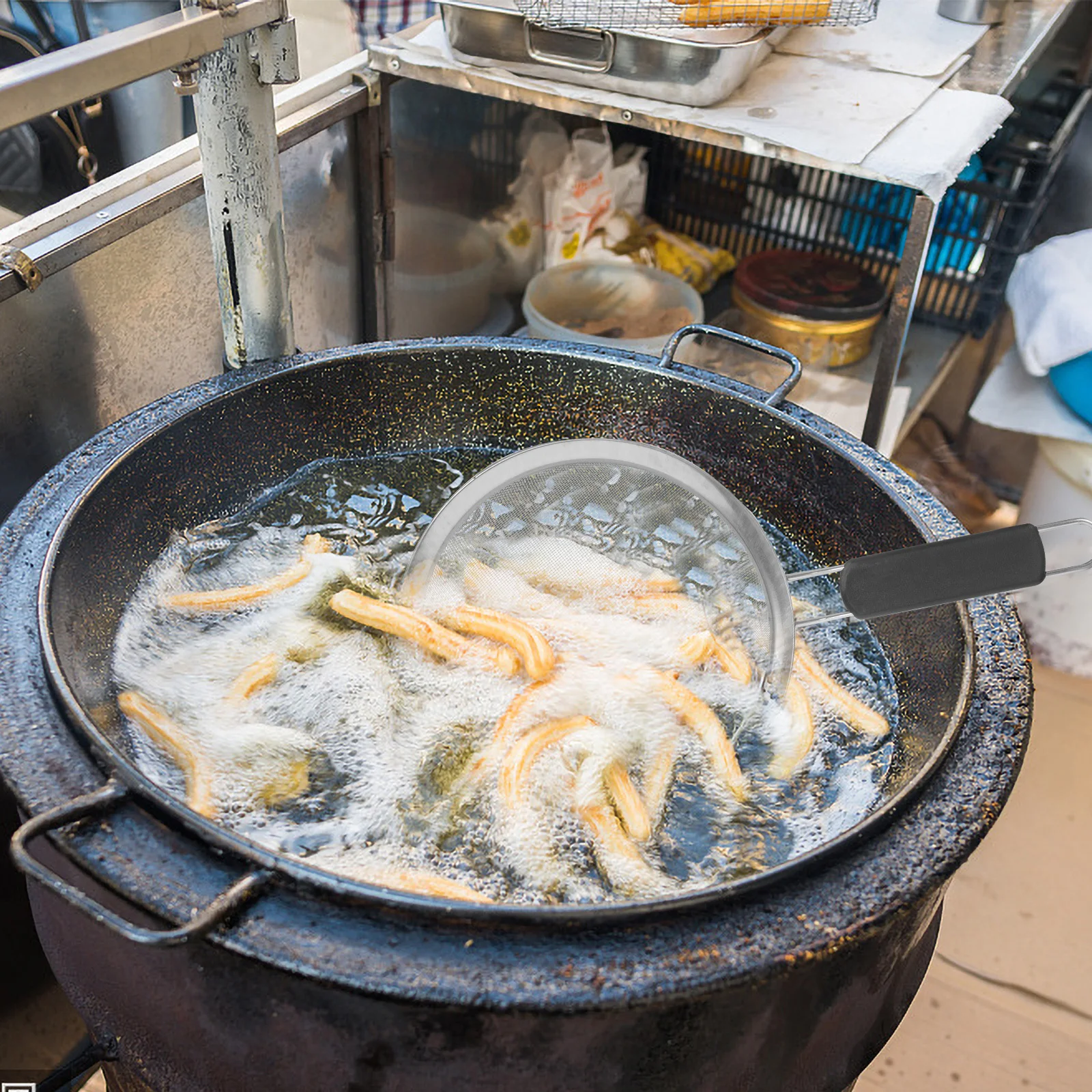 

Stainless Steel Mesh Sieves 20 Inch Large Colander Filter For Kitchen Rust Resistant Lightweight Strainer Plastic Handle