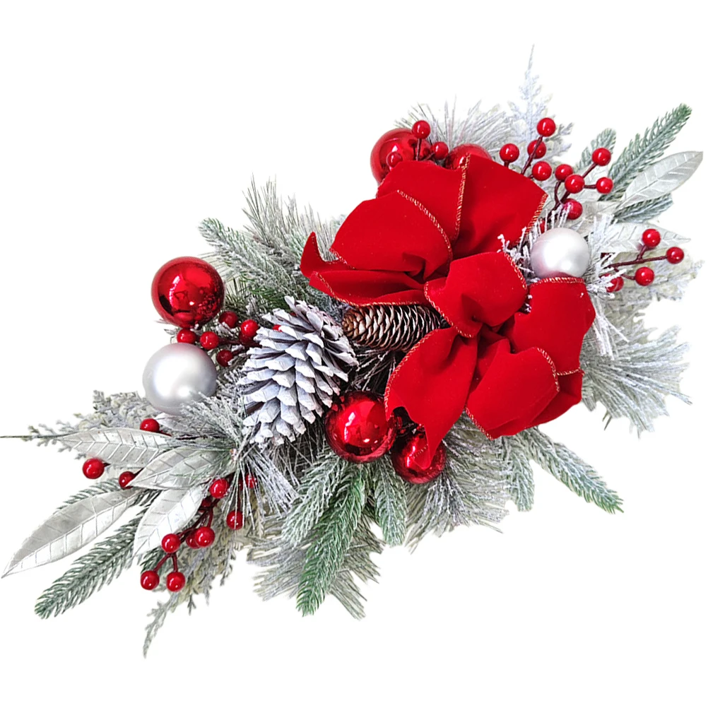 

Christmas Teardrop Swag Railing Decor Artificial Plastic Ribbon Xmas Door Wall Hanging Holiday Home Festive