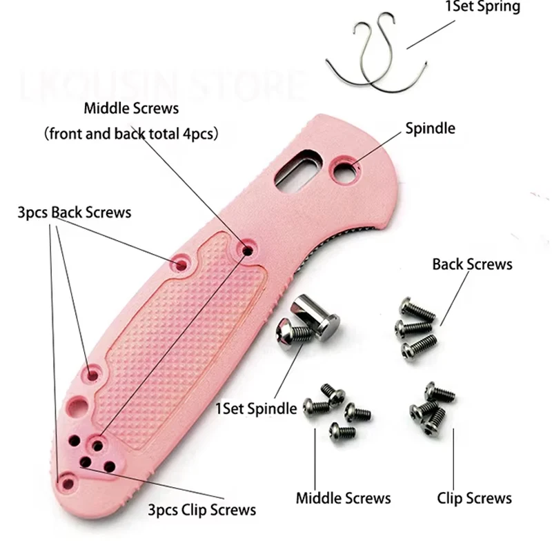 مخصص 3 ألوان مقبض السكين مجموعة كاملة من مسامير التيتانيوم المغزل برشام الربيع ل Benchmade Mini Griptilian 555 556 557 السكاكين