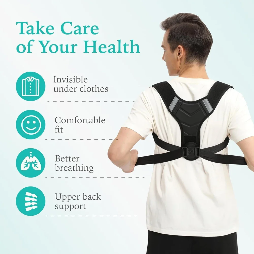 Posture Corrector for Women and Men, Back Brace Adjustable Upper Posture Support, Back Straightener Support for Clavicle Support