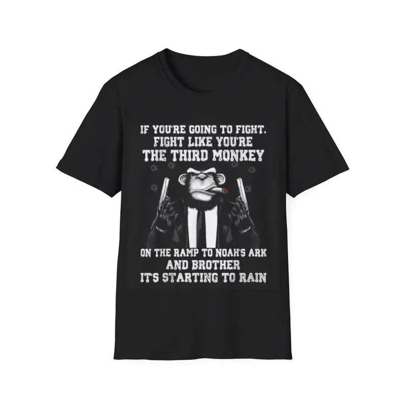 Fight Like Youre The Third Monkey Noahs Ark Funny Shirt Gift for Fighter Boxer Tee Goofy Gorilla Biblical Jesus Lover Unisex