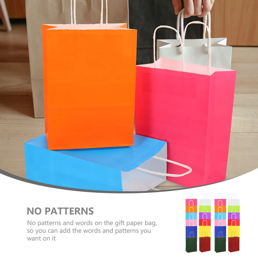 

24pcs Paper Gift 12x15x6 Small Size Paper Bags For Party Favors Colored Handles Party Favors Candy Bags Bulk Supplies