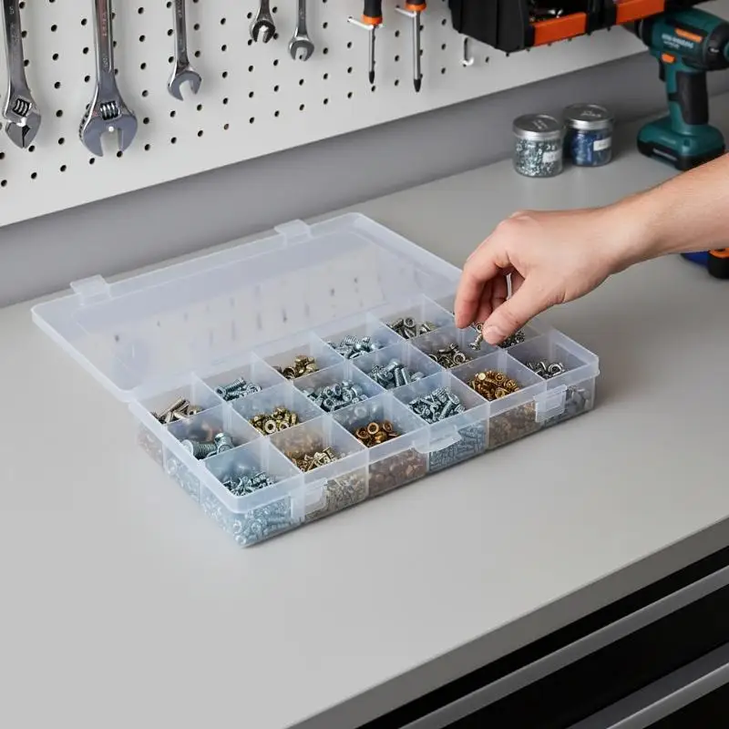 

Пластиковый органайзер-контейнер с 15, 18, 24, 28, 30, 36 ячейками для хранения бусин, ювелирных изделий, винтов, швейных принадлежностей, для дома и гаража