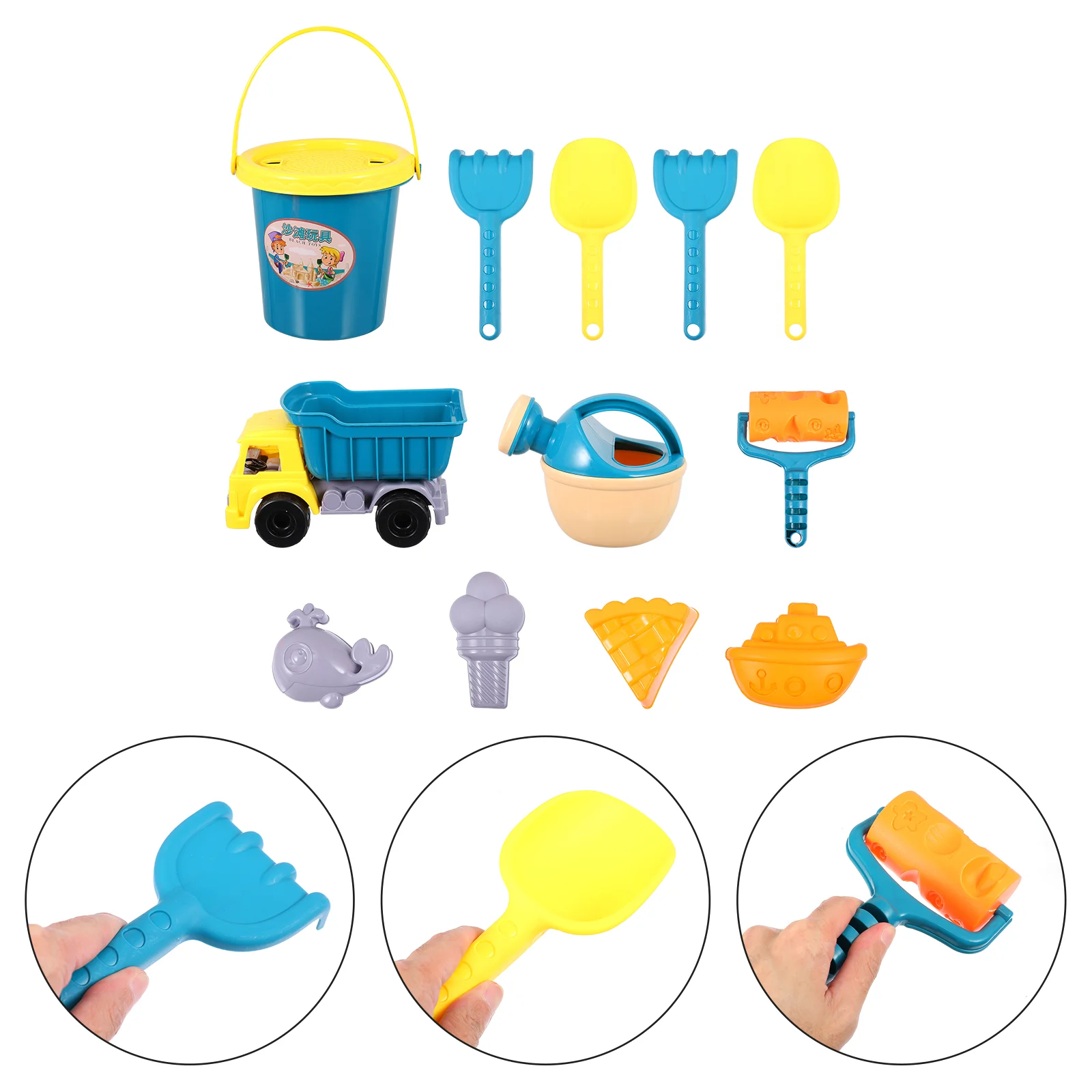 13 Pcs/1 Beach Bucket Kids Summer Toy Childrens Toys The Puzzle Sand for Plastic Sand-excavating Tools Baby