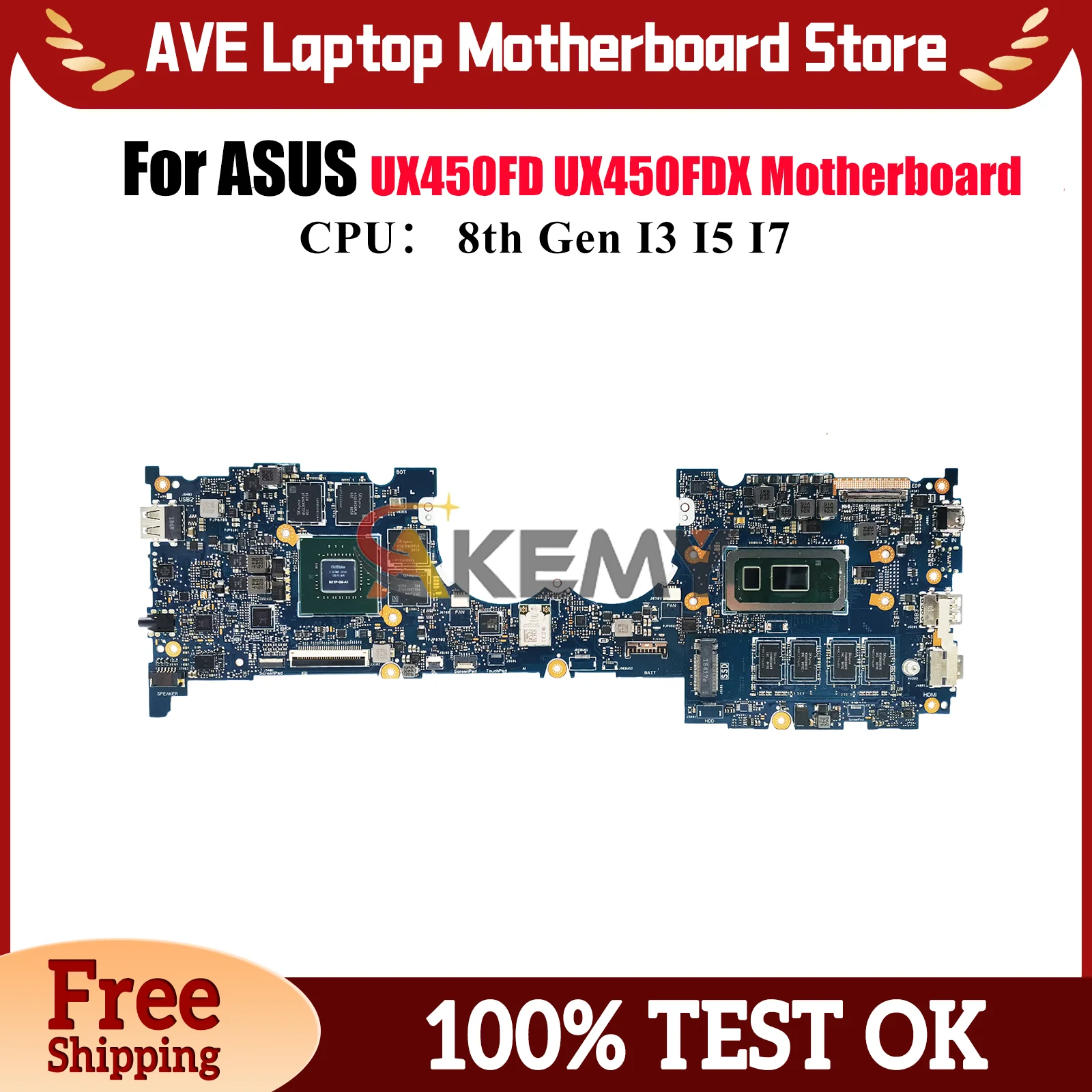 

UX450FDX Материнская плата для ноутбука ASUS ZenBook UX450FD UX450FDX UX450F Материнская плата для ноутбука с процессором I3 I5 I7 тест ОК быстрая доставка