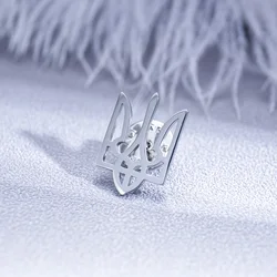 Fashion Ukrainian National Emblem Brooches Stainless Steel Mens Ukraine Symbol Badge Pins Jewelry Party Wedding Accessories