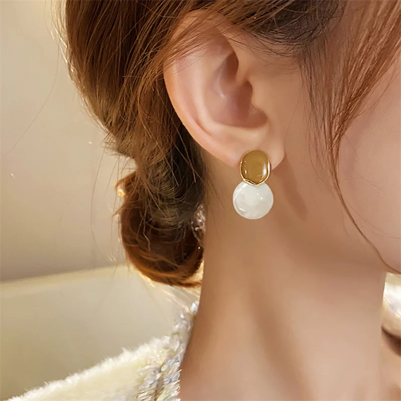 Adolph Trending Coffee Color Ellipse Texture Drop Earring Fashion Party Korean Elegant Earrings Female Jewelry For Woman New