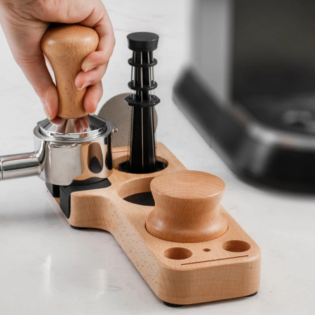 New 25cm Coffeeware Portafilter Tamper Stand Teaware Pine Wood Universal Portafilter Organizer Coffee Lever Tool Tamper Mat