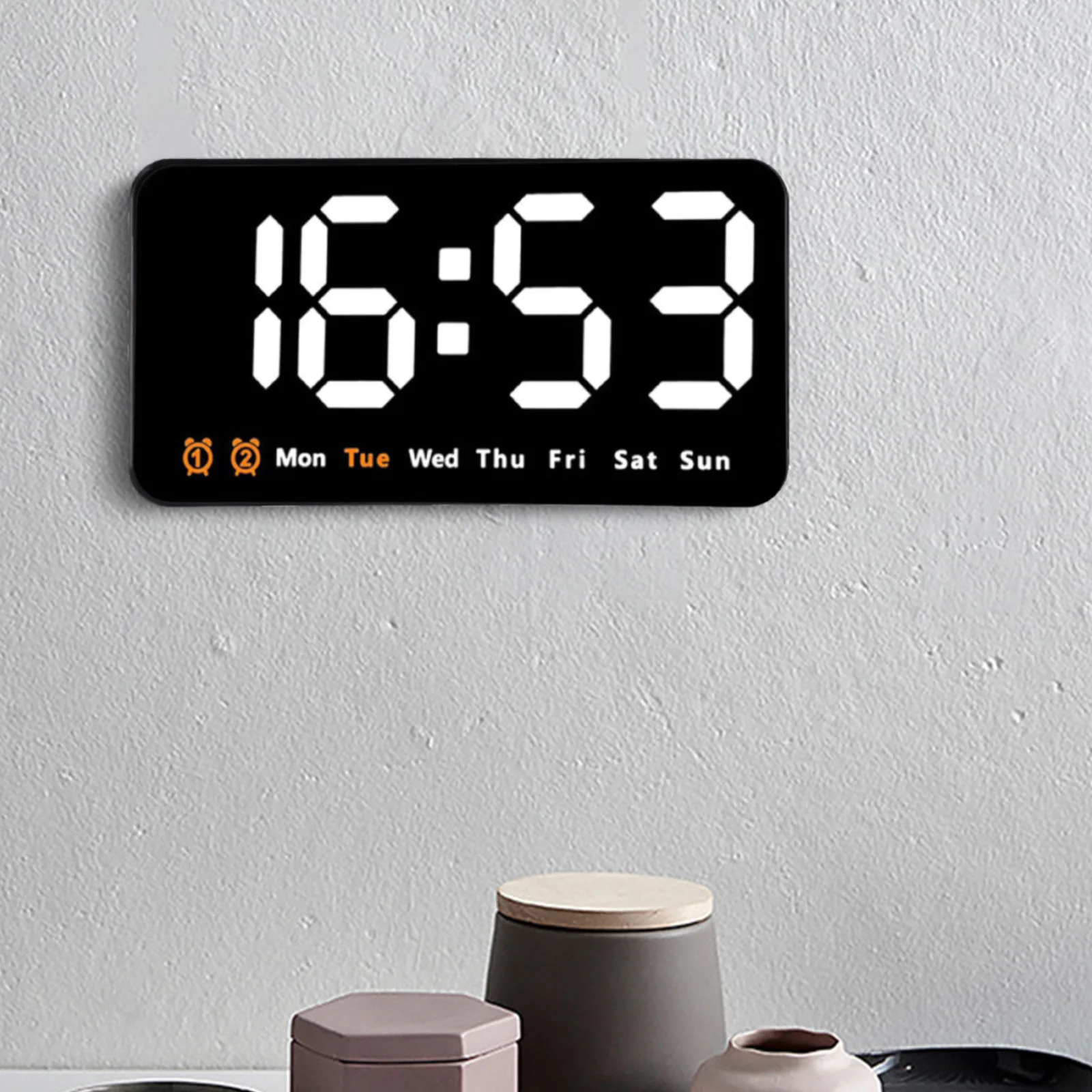 Temperature Display Digital Alarm Clock 12/24 Hour Format Adjustable Brightness Suitable for Wall Mount or Desktop Use