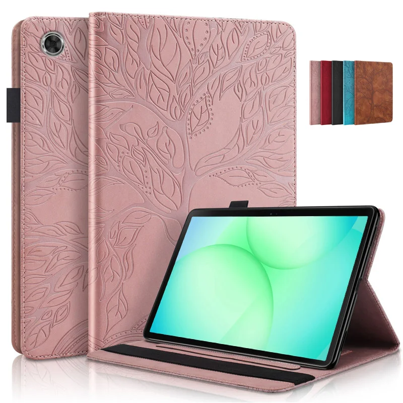

For Samsung Tab A11 Case 8.7 inch Embossed Tree PU Leather Wallet Flip Cover For Funda Galaxy Tab A11 8.7 2025 Case SM-X130 X135
