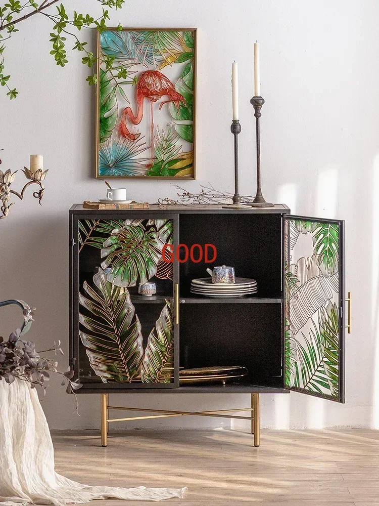 Retro Shoe Cabinet Light Luxury Small Apartment Enamel Entrance Cabinet Shoe Rack Furniture