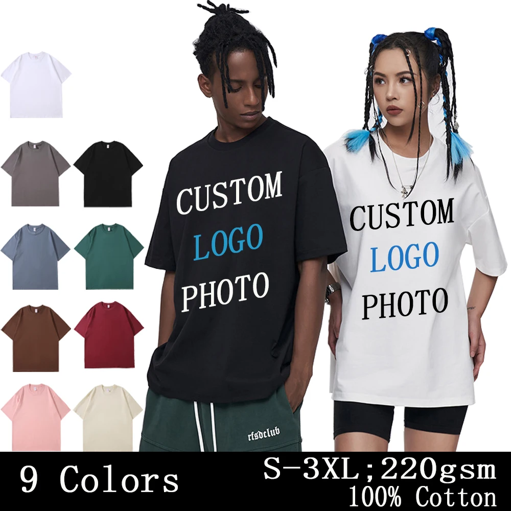 100% Cotton Short Sleeve O-neck Men T-shirt brandy melville Tops Tee Customized Print Your Own Design Brand 220gsm