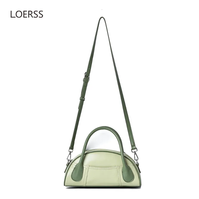 

LOERSS Vintage Bowling Bag for Women PU Leather Zipper Shoulderbags Shopping Commute Purses and Handbags Multifunctional Bags