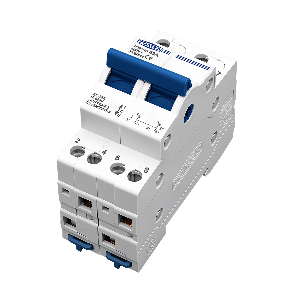 TOMZN 1P 2P 3P 4P 63A MTS Dual Power Manual Transfer Isolating Switch  Interlock Circuit Breaker