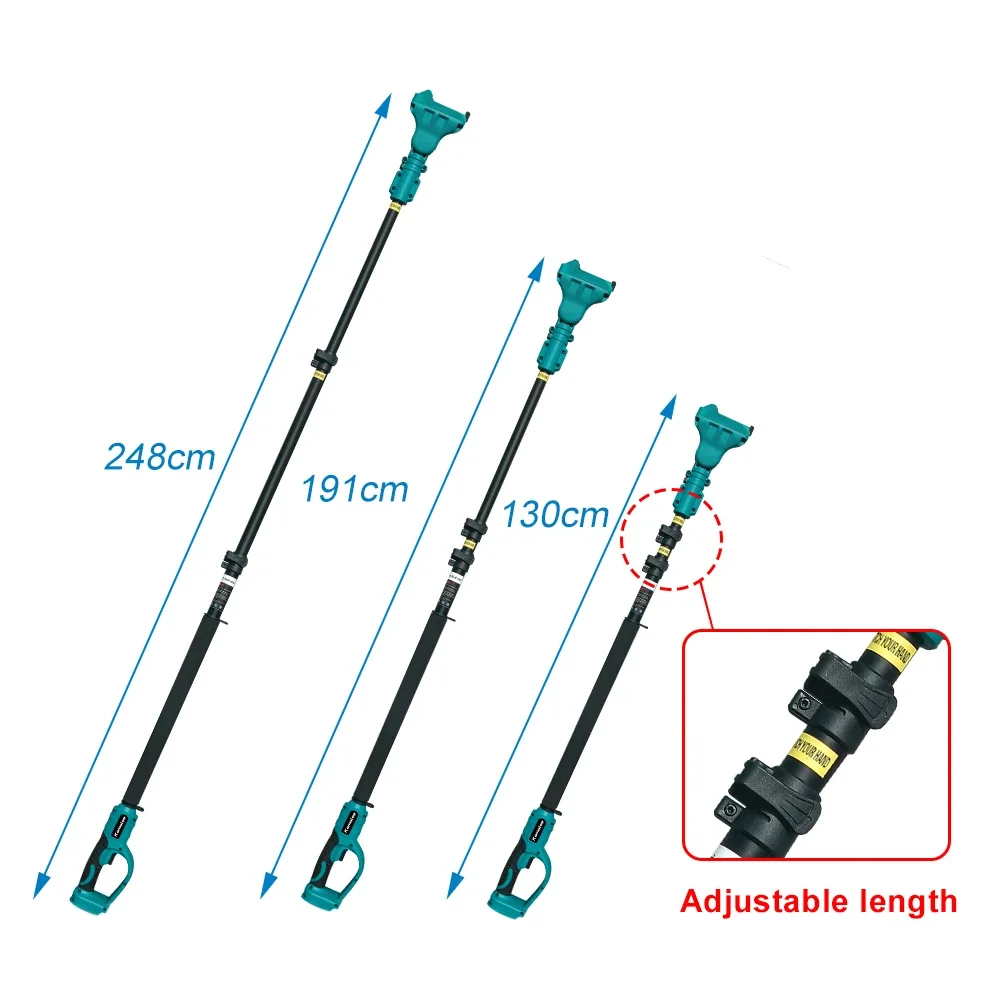 Kamolee-tijeras eléctricas sin escobillas de 50mm, sierra eléctrica de rama alta de 6 + 8 pulgadas, con extensión de 2,5 metros y varilla telescópica