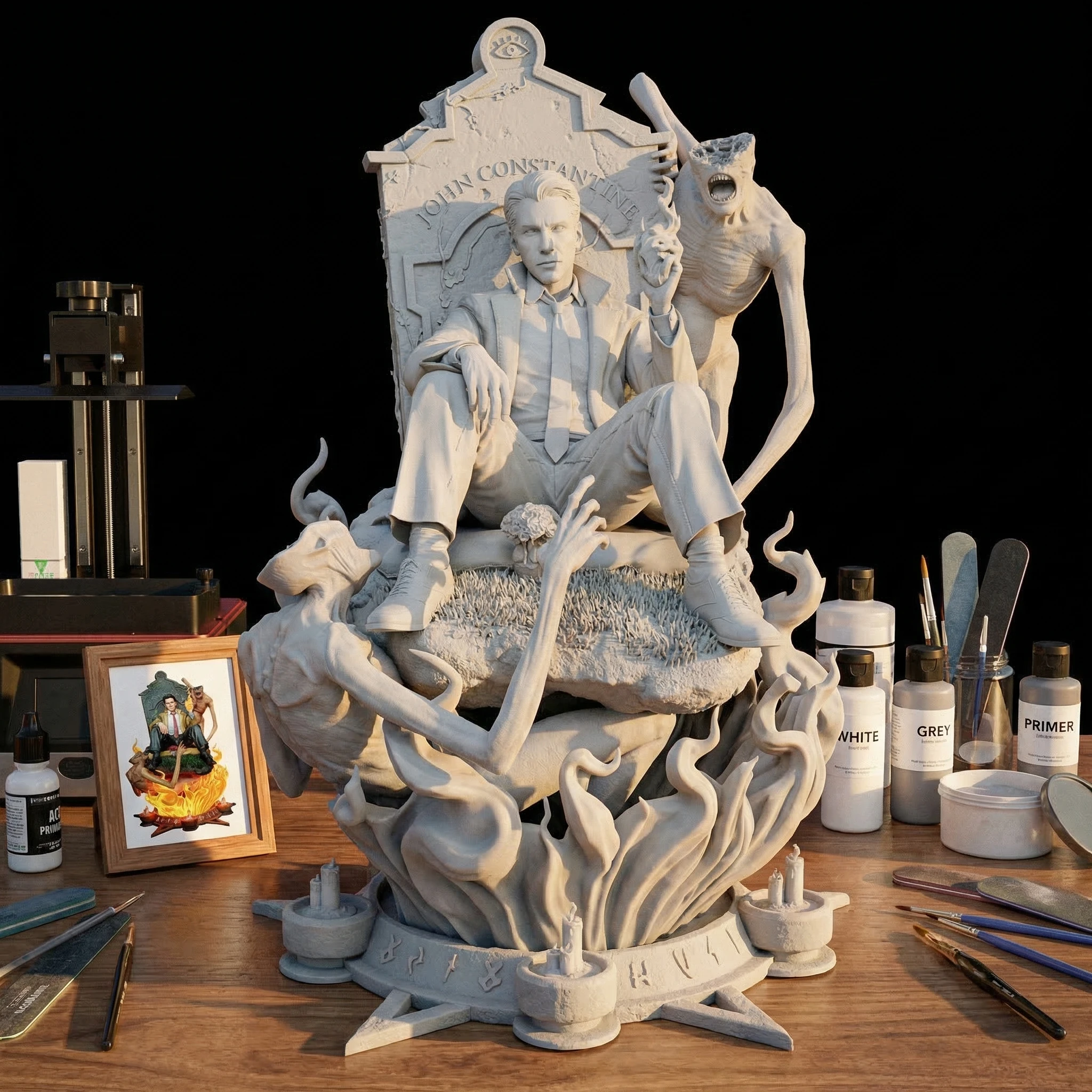1/18 Harbinger of Hell Constantine Unpainted Unassembled 3D Printing Resin Model Garage Kits (Requires Painting and Assembly)