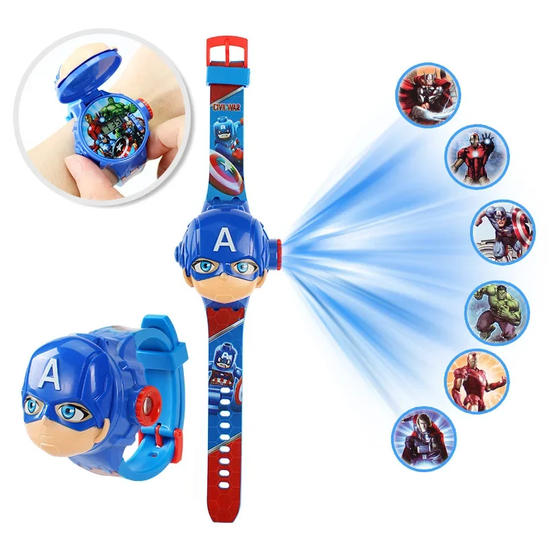 Disney Anime Kid Cartoon Cool Ptojectio Watch Hulk Spiderman Boy Unicorn Elsa Flash Electronic Digital Student Toy Clock