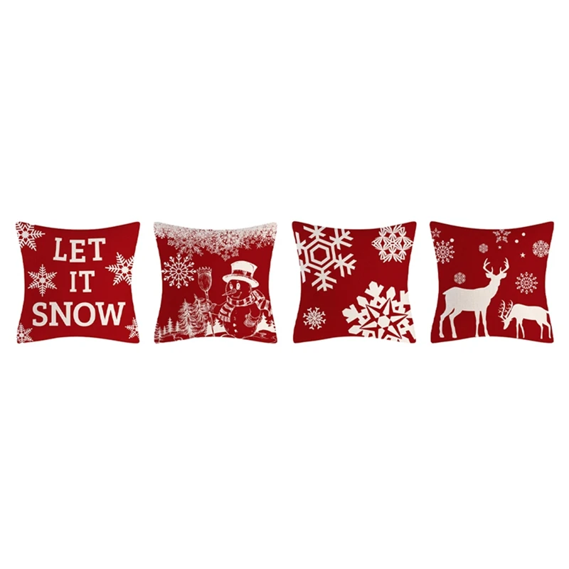 18 X 18 Inch Set Of 4 Christmas Outdoor Pillow Covers Waterproof Throw Pillow Cases New Year Cushion Decor